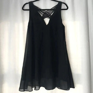 Chandi & Lia Urban Outfitters Acrylic Sleeveless Cross Strap Black Dress Size M